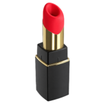 Womanizer Beauty Black/Gold lipstick-style clitoral stimulator, uncapped