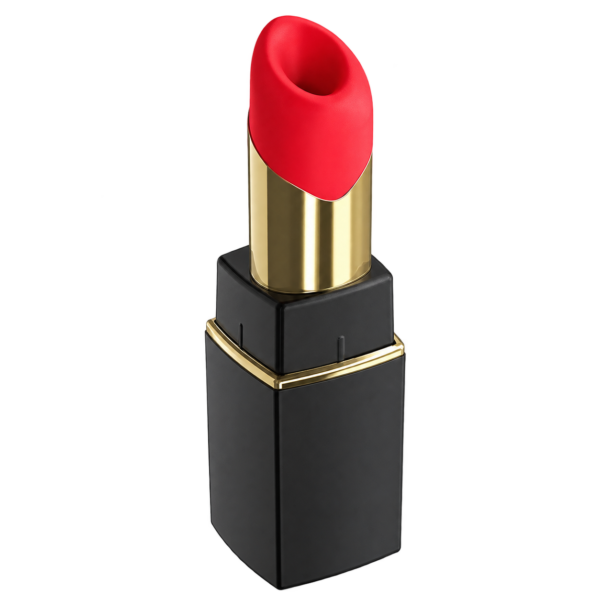 Womanizer Beauty Black/Gold lipstick-style clitoral stimulator, uncapped