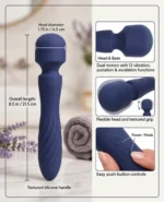 Charisma Mystique Blue overall length, head diameter, dual motors, flexible head and push-button controls