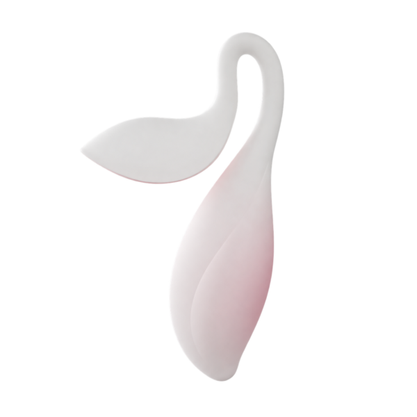 Coco Seed compact vibrator in white and blush pink with a sculpted petal shape.