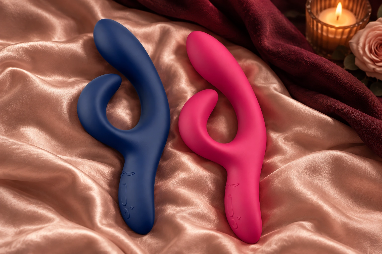 Midnight Blue and Fuchsia Nova 2 together on champagne silk