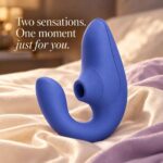 Womanizer Blend Vibrant Blue with the message Two sensations, one moment just for you